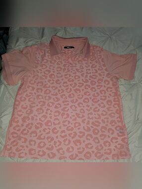 Fashion Nova Men Breezy Leopard Flocked Print Polo Mauve XXL NWT